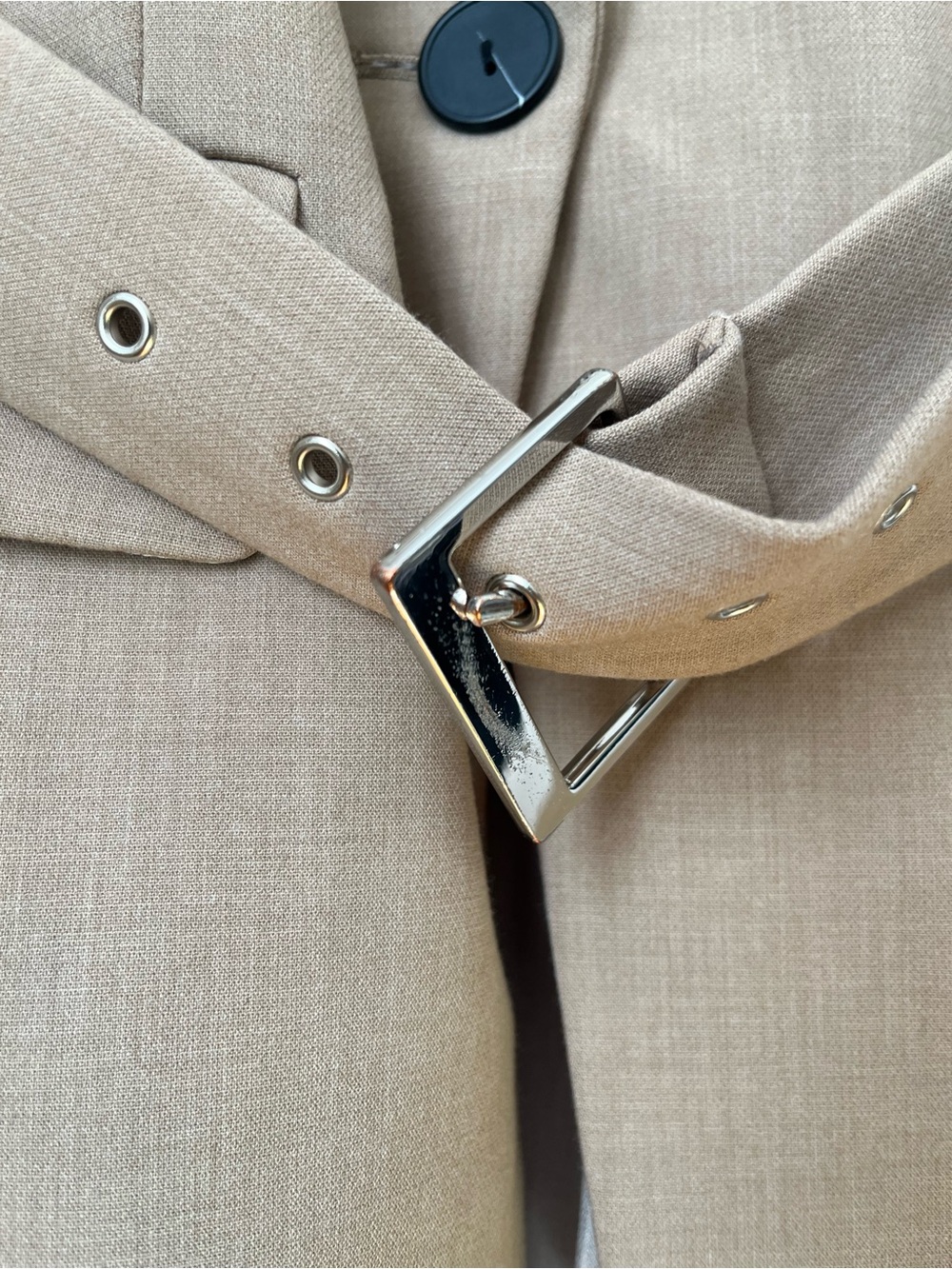 Anthropologie Maeve Tan Neutral Pleated Back belted Blazer Size S - Picture 9 of 12